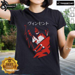 Premium Retro Red Anime Japanese Ladies Tee featuring vibrant graphics and a stylish design for anime enthusiasts.
