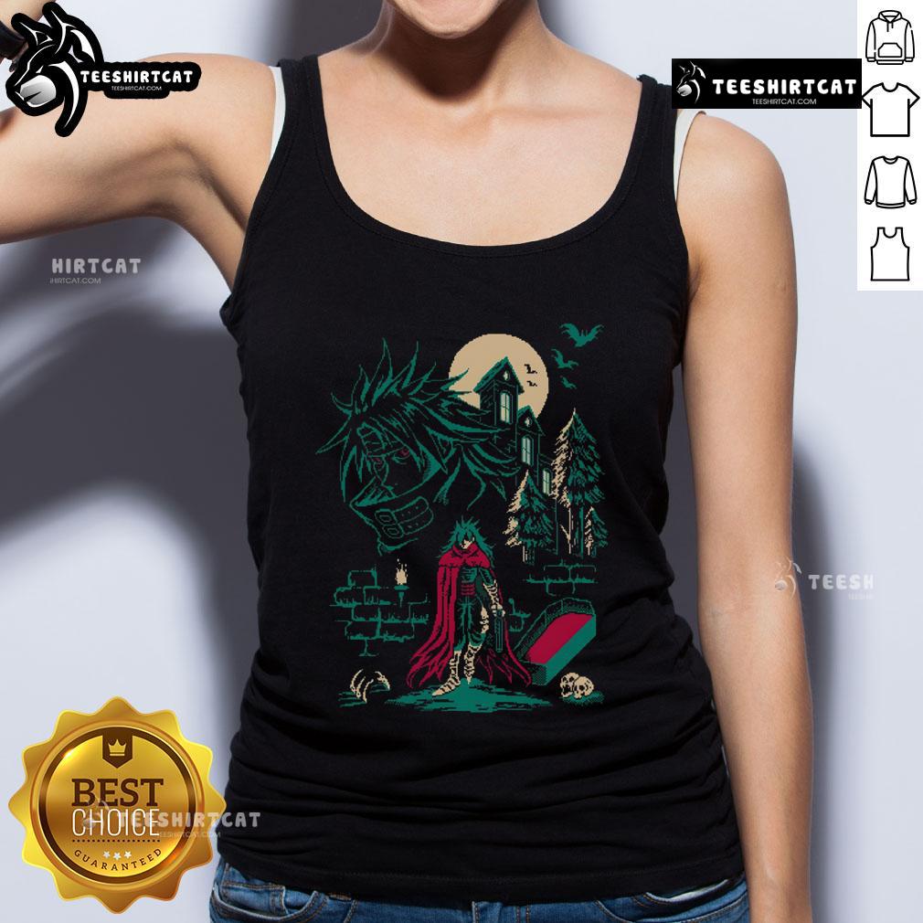 Premium retro vampire Madara Uchiha tank top featuring moonlight design and 'Don't Wake Me Up' anime theme.