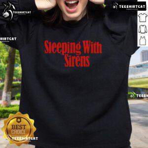 Premium Sleeping With Sirens serif text logo sweatshirt in black, perfect for fans of the band and stylish comfort.