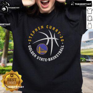 Premium Steph Curry Golden State Warriors player sweatshirt featuring team colors and logo, perfect for fans.