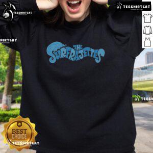 Alt Text: Premium The Surfrajettes Wave Logo Sweatshirt featuring a stylish wave graphic and comfortable fit for casual wear.
