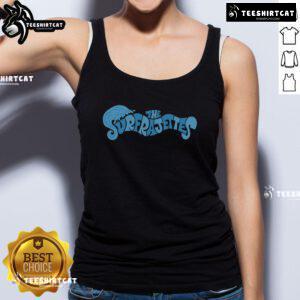 Premium The Surfrajettes Wave Logo Tank Top featuring a stylish wave design, perfect for beach lovers and music fans.