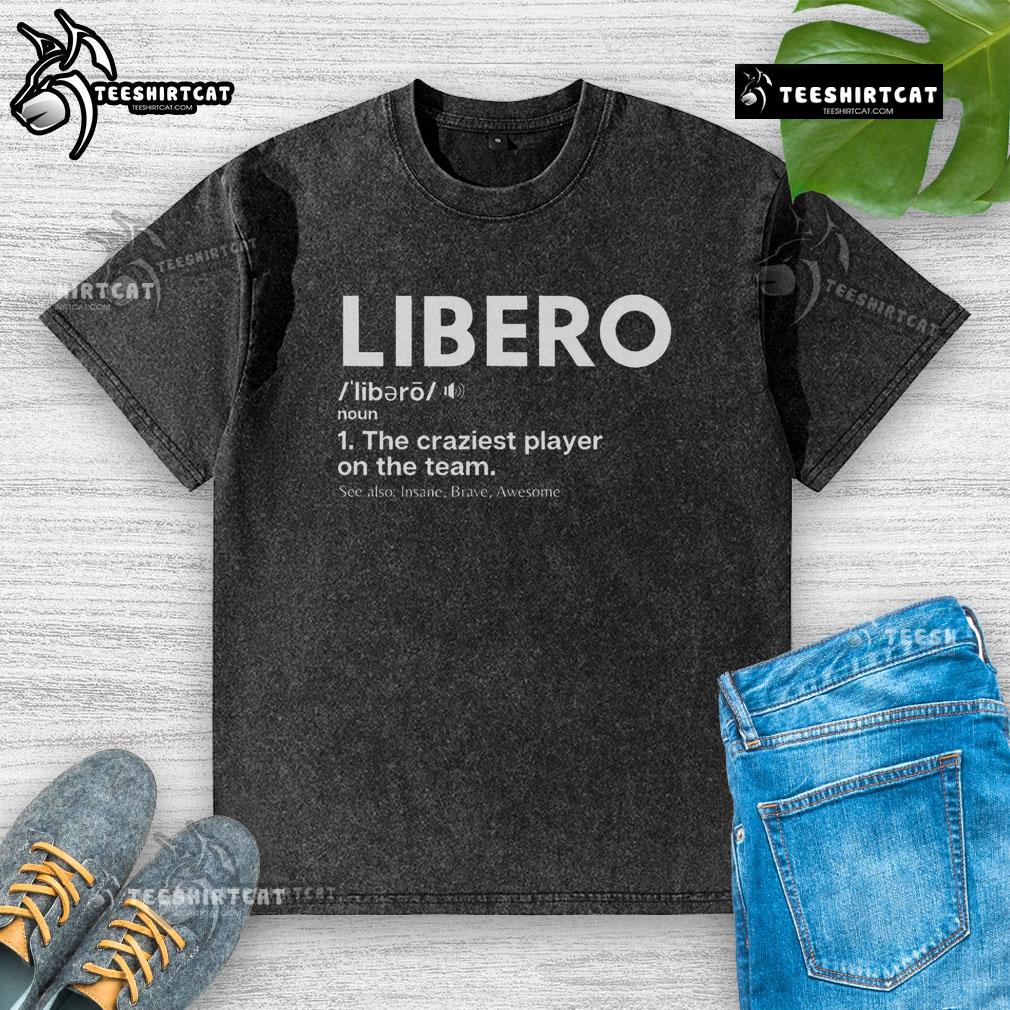 Premium volleyball players in a defensive specialist libero washed t-shirt, showcasing style and athleticism on the court.