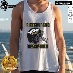 Premium WDVE Pittsburgh Black and Gold Tank Top featuring stylish design for fans of the city and radio station.