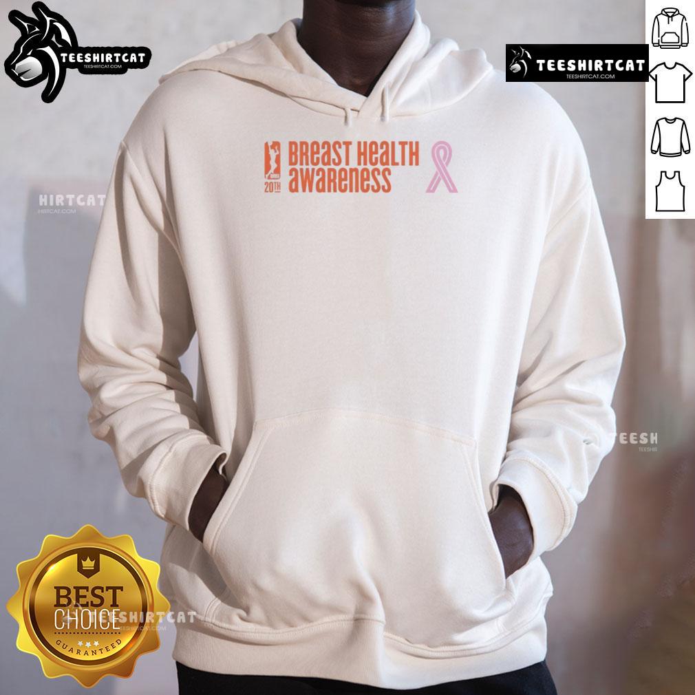 Premium WNBA Breast Health Awareness 20th Hoodie featuring vibrant design and logo, perfect for supporting breast cancer awareness.