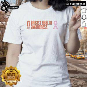 Alt Text: Premium WNBA Breast Health Awareness 20th Ladies Tee showcasing vibrant design for women's health support and style.