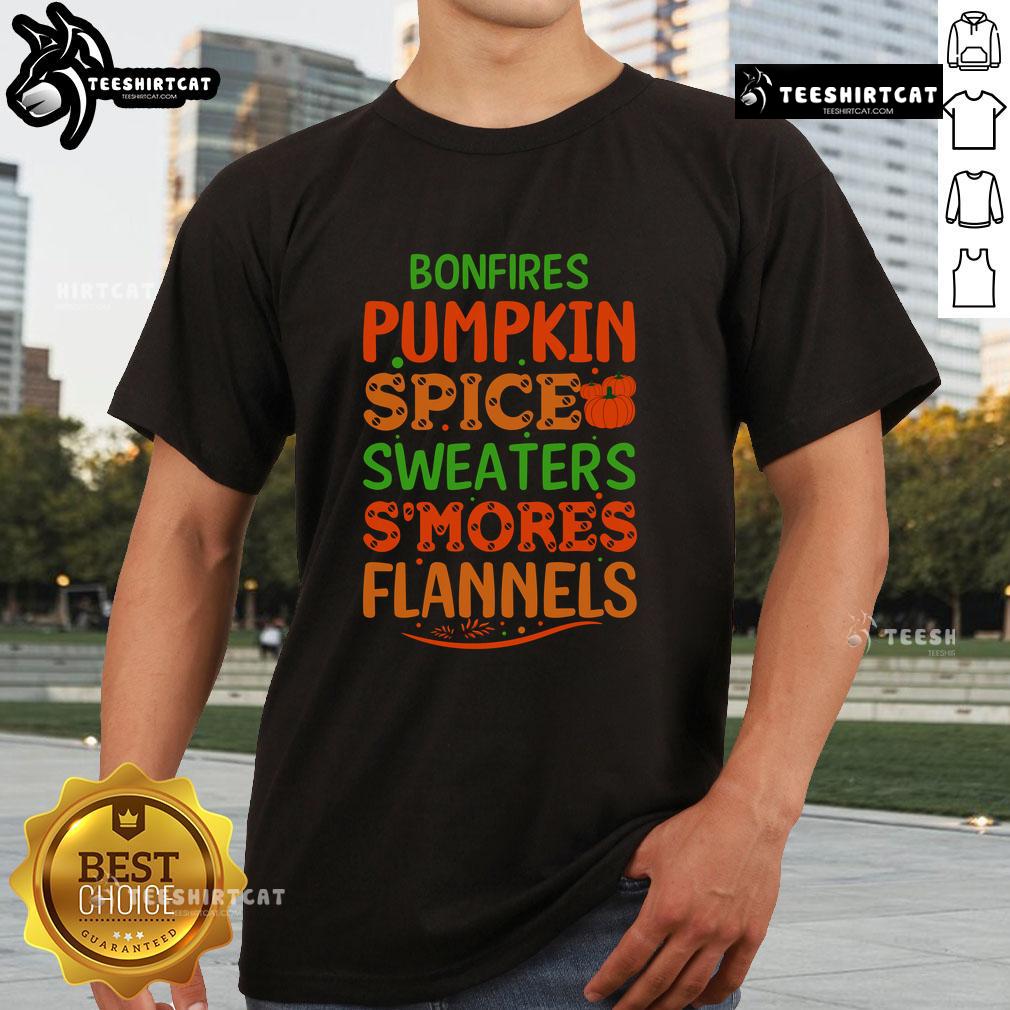 Cozy bonfire scene featuring a pumpkin spice sweater, s'mores, and flannel, perfect for fall gatherings and festive vibes.