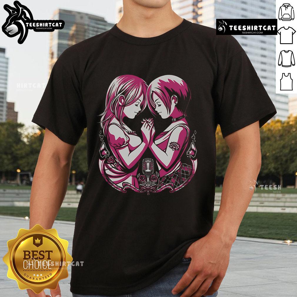 Alt Text: Pretty Broken Rose T-Shirt featuring Nana Komatsu and Nana Osaki from the anime, perfect for fans of the series.