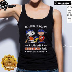 Astros fan tank top featuring Snoopy and Charlie Brown, showcasing team spirit and love for baseball.