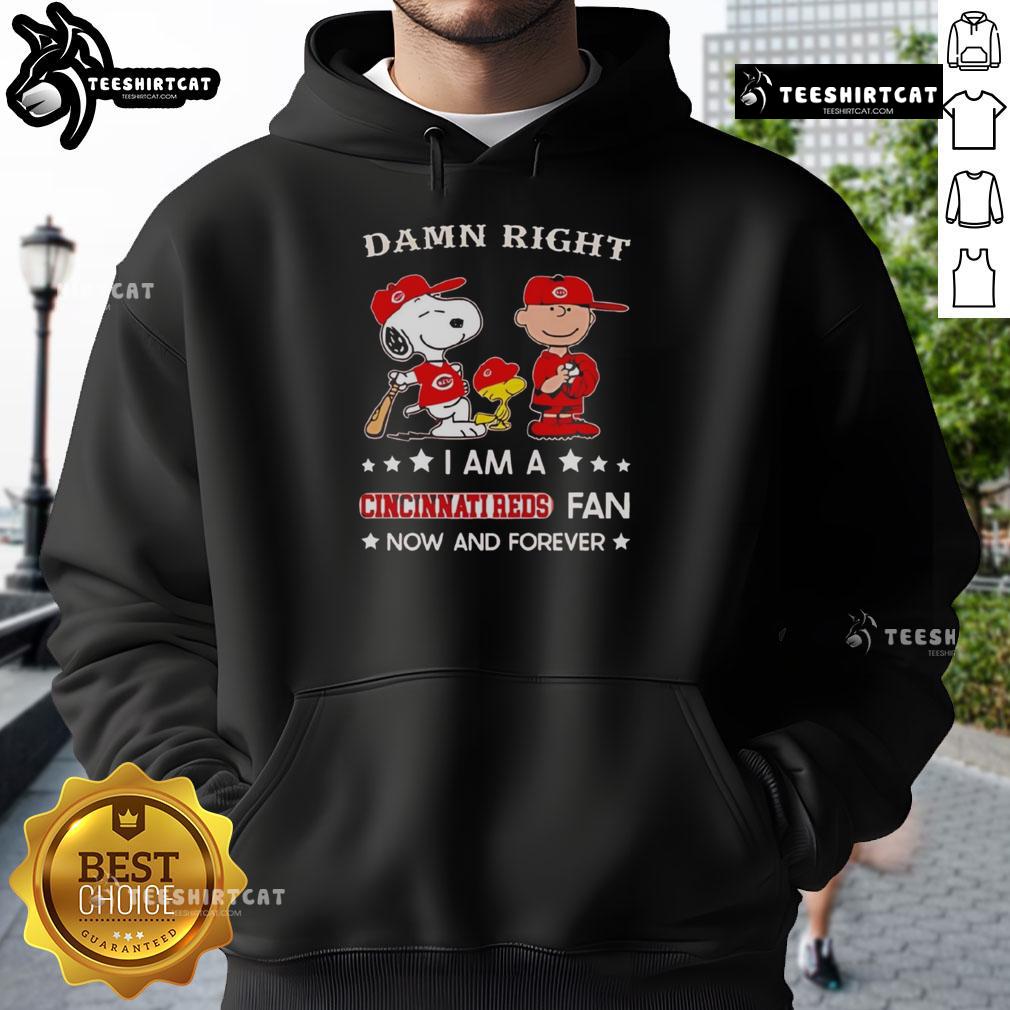 Cincinnati Reds fan hoodie featuring Snoopy and Charlie Brown, showcasing team spirit and playful design.