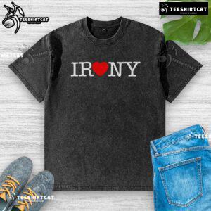 Pretty Irony Heart Washed T-Shirt featuring a stylish heart graphic on soft fabric, perfect for casual wear.