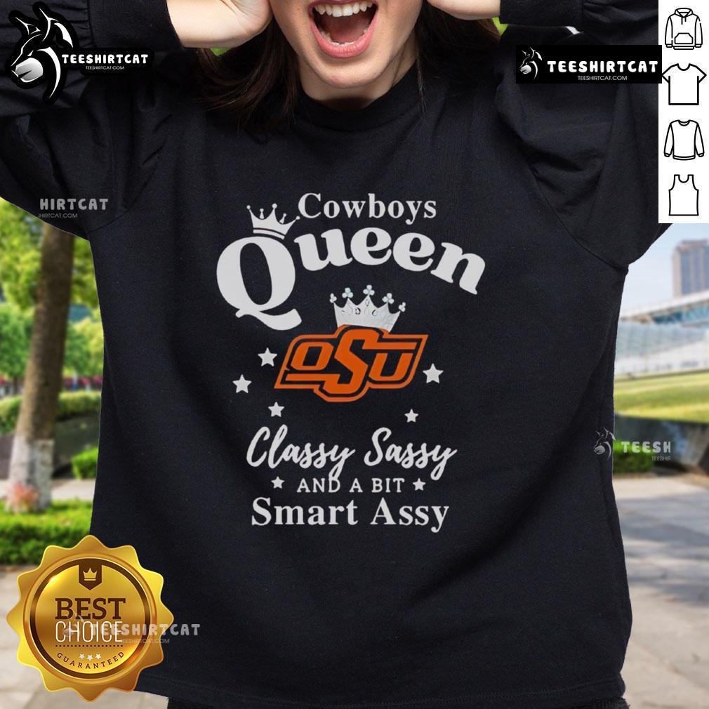 Pretty Oklahoma State Cowboys sweatshirt featuring 'Classy, Sassy, and a Bit Smart Assy' design in vibrant colors.