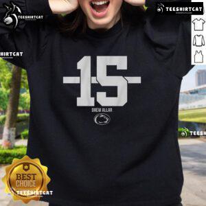 Alt Text: Drew Allar Penn State Football sweatshirt, featuring name and number 15 in stylish stripe design.