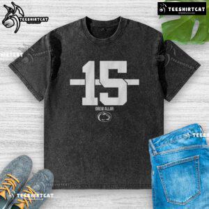 Alt Text: Drew Allar Penn State Football T-Shirt, Name & Number 15, Stripe Washed Design, Perfect for Game Day Enthusiasts.