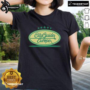 Alt Text: Stylish ladies' tee featuring Garda bottle design from Top City Guide Europe, perfect for travel enthusiasts.