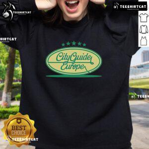 Top City Guide Europe sweatshirt featuring Garda bottle design, perfect for travelers and urban explorers.