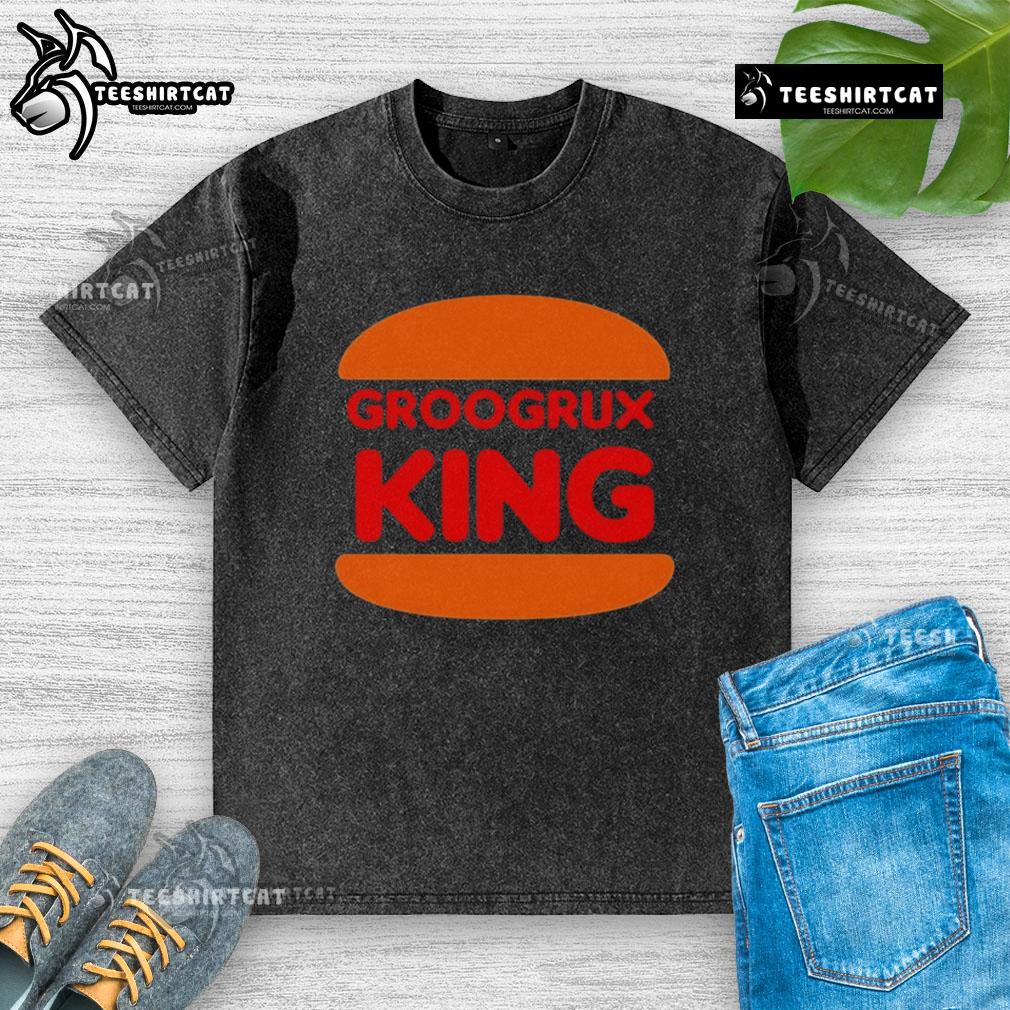 Top GrooGrux King logo on a washed t-shirt, showcasing a stylish and vibrant design for fans of the band.