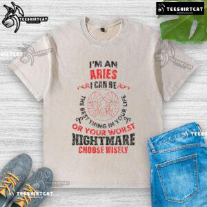 Washed T-shirt featuring 'Top I'm an Aries' design, highlighting the duality of Aries personality.