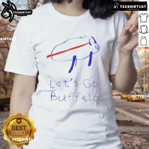 Top Let's Go Buffalo football drawing logo on a stylish ladies tee, perfect for passionate Buffalo fans.