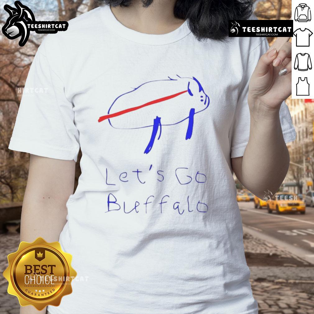 Top Let's Go Buffalo football drawing logo on a stylish ladies tee, perfect for passionate Buffalo fans.