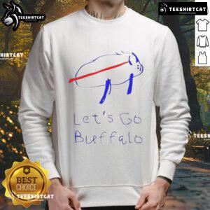 Alt Text: Stylish sweatshirt featuring a drawing of the Buffalo football logo, perfect for fans and game day wear.