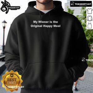 Top My Wiener Is The Original Happy Meal Hoodie featuring a fun graphic design and vibrant colors for casual wear.