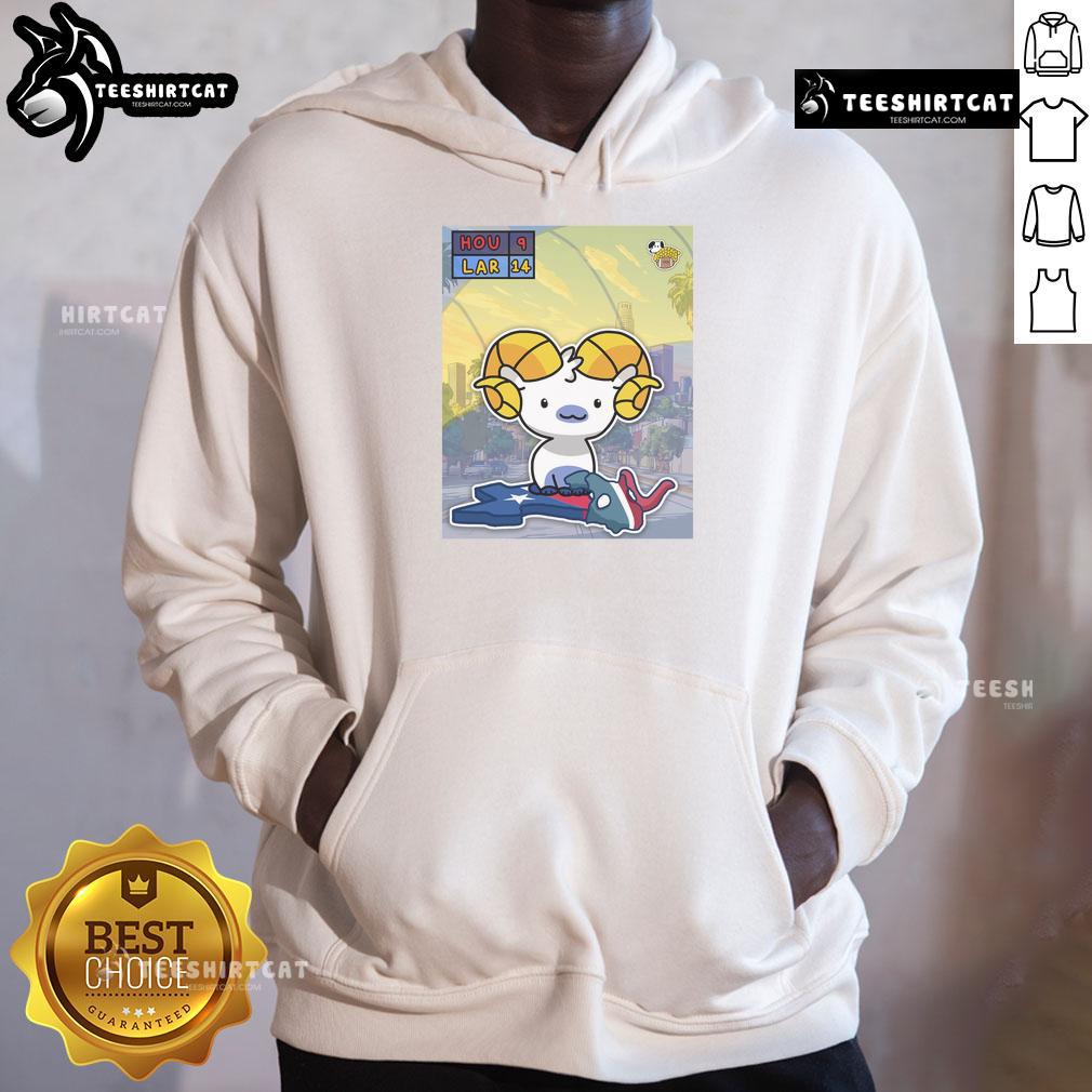 Alt Text: Awesome Los Angeles Rams Stampede Through Houston Texans Hoodie showcasing team spirit and vibrant colors.