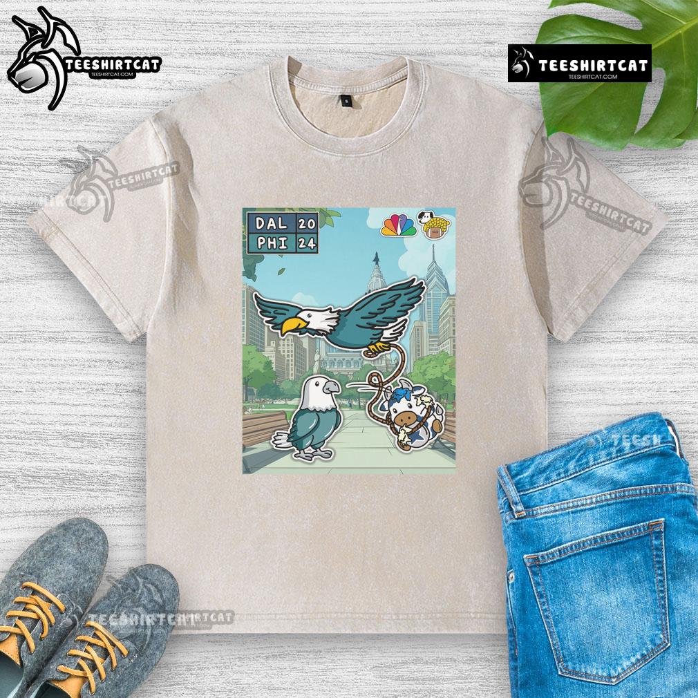 Awesome Philadelphia Eagles washed t-shirt celebrating their first win of the season against the Dallas Cowboys.