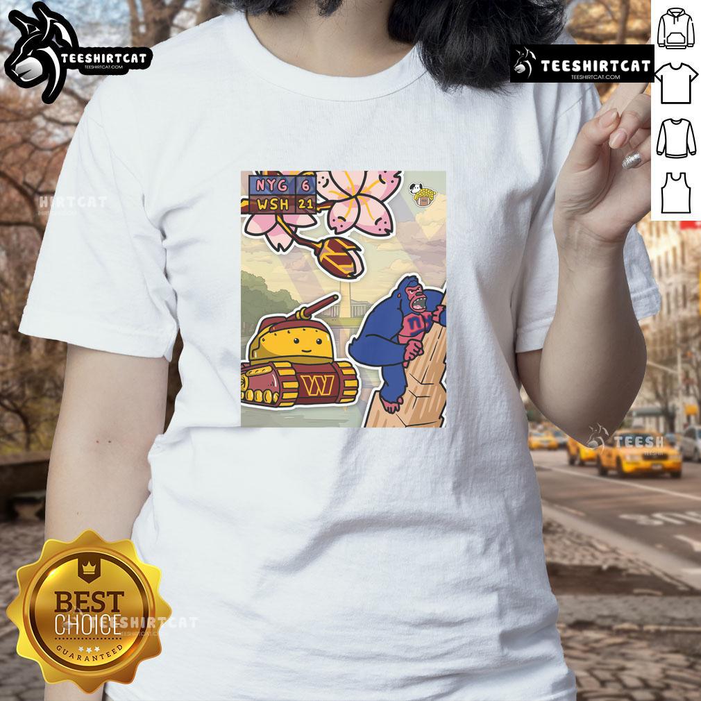 Awesome Washing Commanders Ladies Tee featuring bold design celebrating victory over the New York Giants.