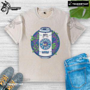 Funny Abita Root Beer blueberry retro logo on a washed t-shirt, showcasing vibrant colors and unique design.