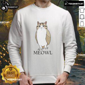 Adorable cat and owl graphic on a cozy sweatshirt, perfect for animal lovers. Shop this funny cute cat owl sweatshirt now!