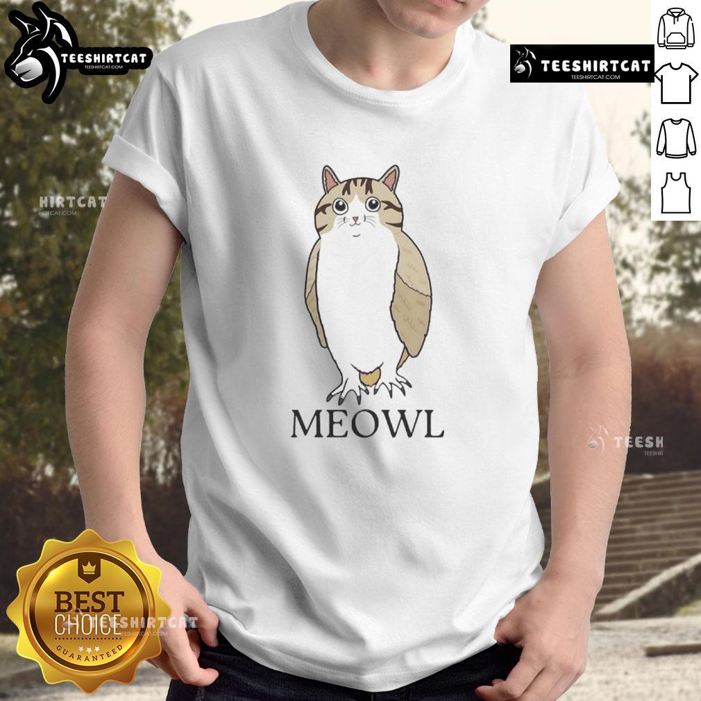 Funny Cute Cat Owl T-Shirt featuring a playful cat and owl design in vibrant colors, perfect for animal lovers.