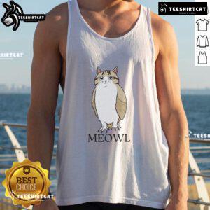 Adorable cat and owl graphic on a funny cute tank top, perfect for animal lovers and casual summer wear.