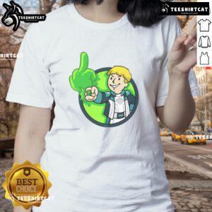 Funny Green Power shirt featuring a boy making a middle finger gesture, perfect for casual ladies' tee fashion.