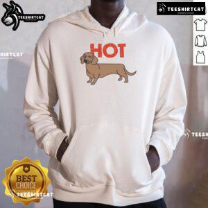 Funny hot dog dachshund graphic hoodie featuring a playful dog design, perfect for dog lovers and casual wear.