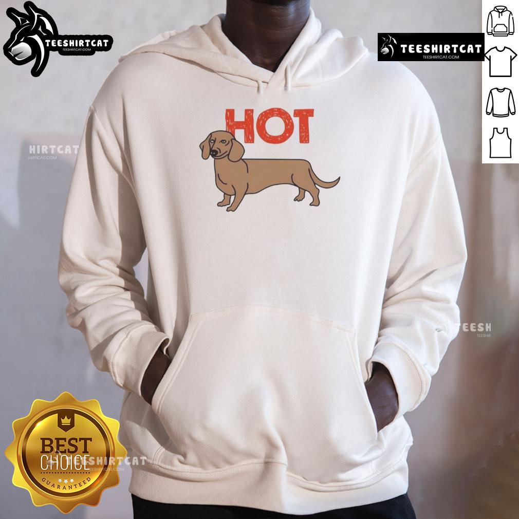 Funny hot dog dachshund graphic hoodie featuring a playful dog design, perfect for dog lovers and casual wear.
