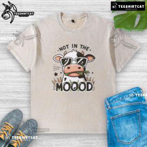Funny Not In The Mooood Cow Washed T-Shirt featuring a playful cow graphic, perfect for casual wear and humor lovers.