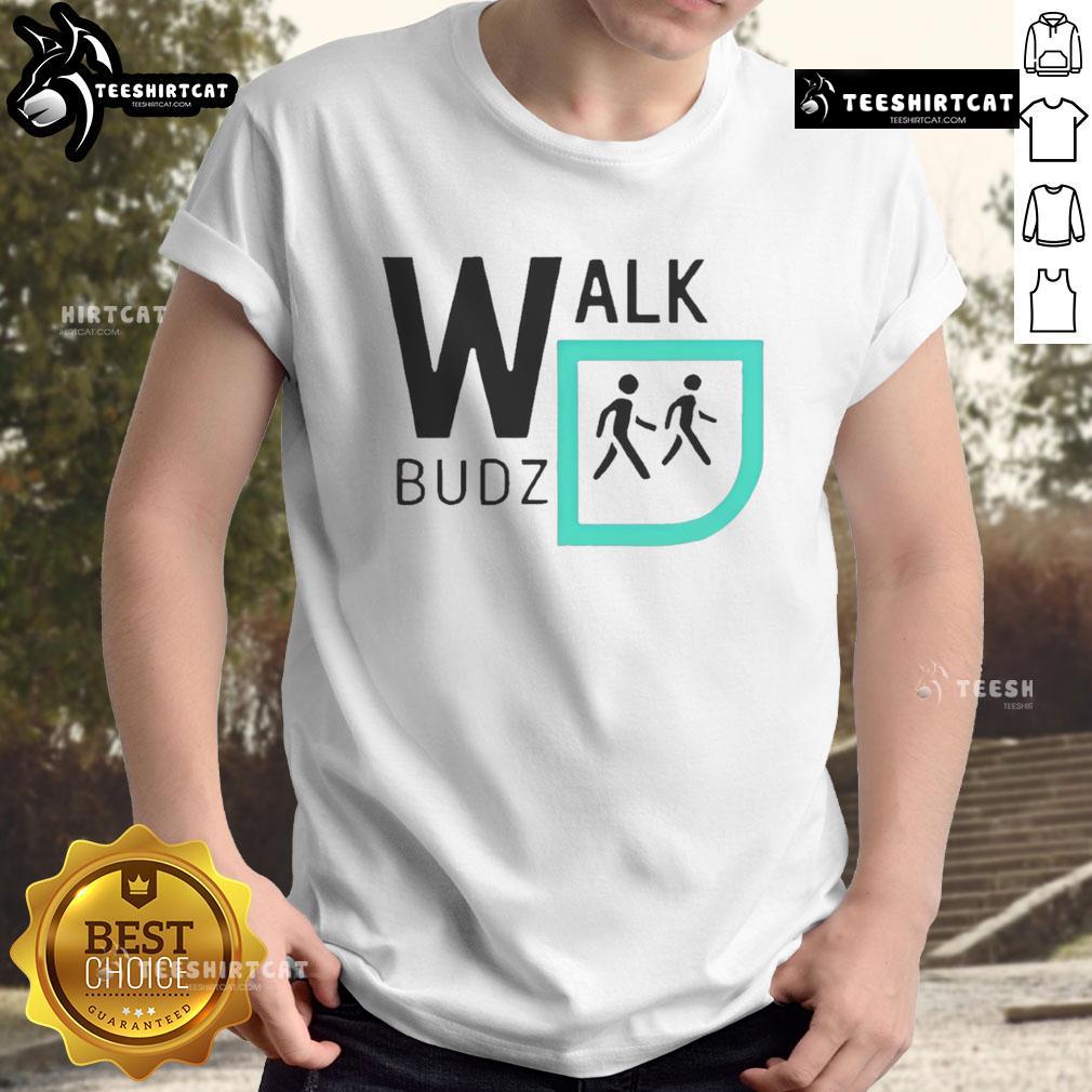 Funny Walk Budz Logo T-Shirt featuring a playful design, perfect for casual wear and showcasing your unique style.