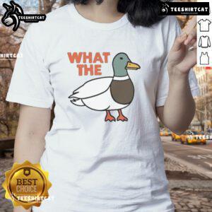 Funny What The Duck Ladies Tee featuring a playful duck graphic, perfect for casual outings and animal lovers.