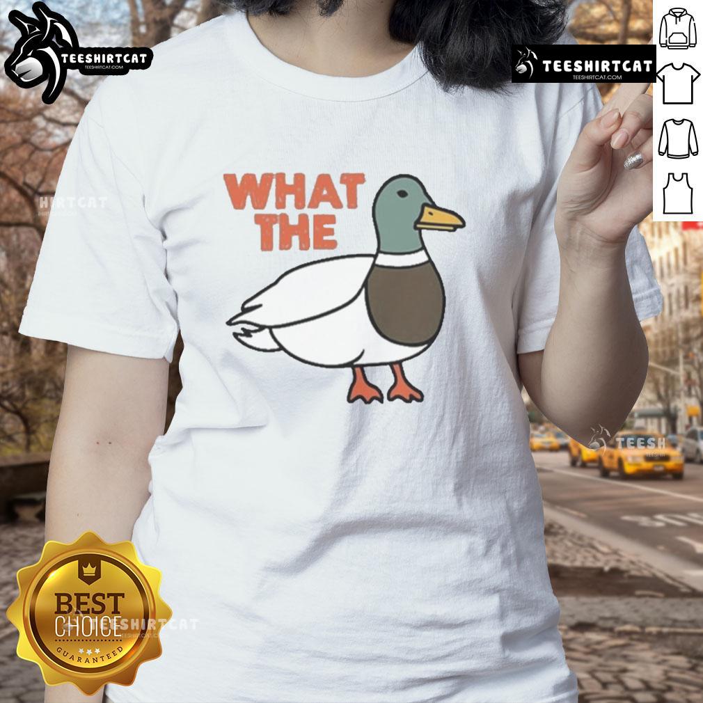 Funny What The Duck Ladies Tee featuring a playful duck graphic, perfect for casual outings and animal lovers.