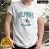 Distressed vintage Miami Dolphins football helmet graphic on a stylish t-shirt, perfect for fans and collectors.