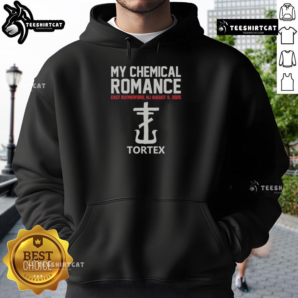 Alt Text: Good My Chemical Romance Tortex poster hoodie from August 9, 2025, East Rutherford, New Jersey concert.