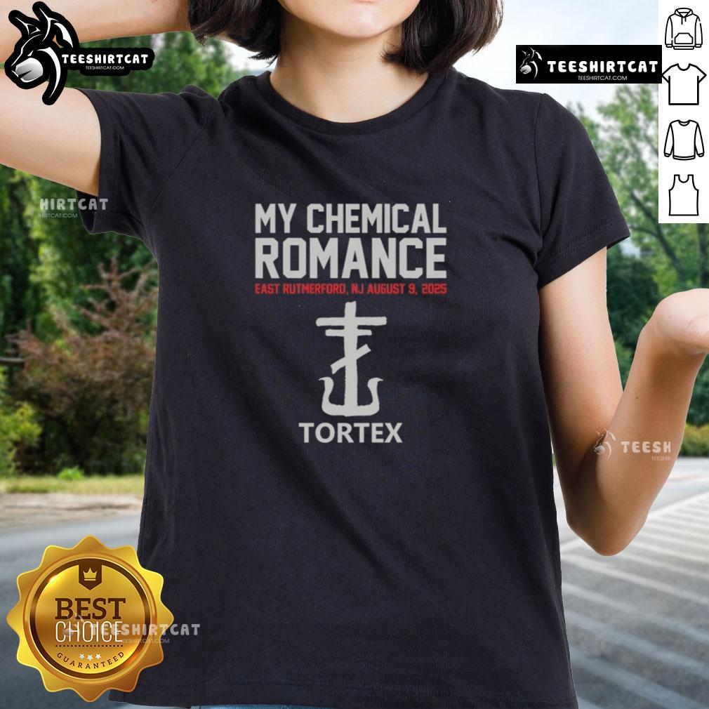 Good My Chemical Romance Tortex concert poster for Aug 09, 2025, in East Rutherford, New Jersey, featured on ladies tee.