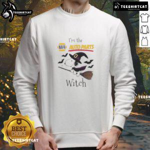 Good NAPA Auto Parts x Snoopy I'm The Witch Halloween Sweatshirt featuring Snoopy in a witch costume for Halloween fun.