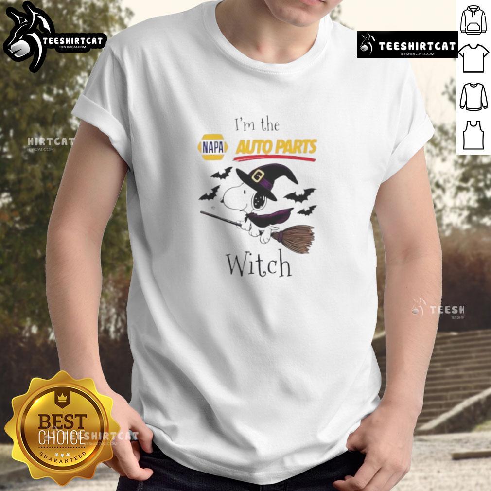 Alt Text: Good Napa Auto Parts X Snoopy Halloween T-Shirt featuring Snoopy as a witch, perfect for Halloween celebrations.