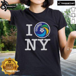 Good New York Cosmos I Love NY ladies tee featuring stylish design, perfect for fans of NYC and soccer.