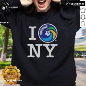 Good New York Cosmos I Love NY sweatshirt featuring vibrant design and cozy fabric, perfect for NYC sports fans.