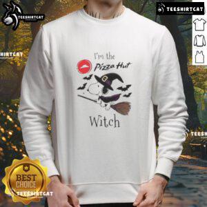 Good Pizza Hut x Snoopy I'm the Witch Halloween sweatshirt featuring a playful design perfect for spooky season.