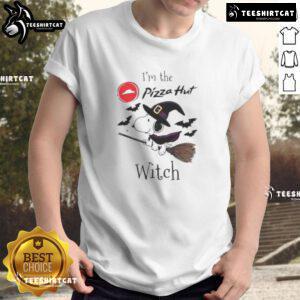 Alt Text: Good Pizza Hut X Snoopy Halloween T-Shirt featuring 'I'M The Witch' design for festive fall celebrations.