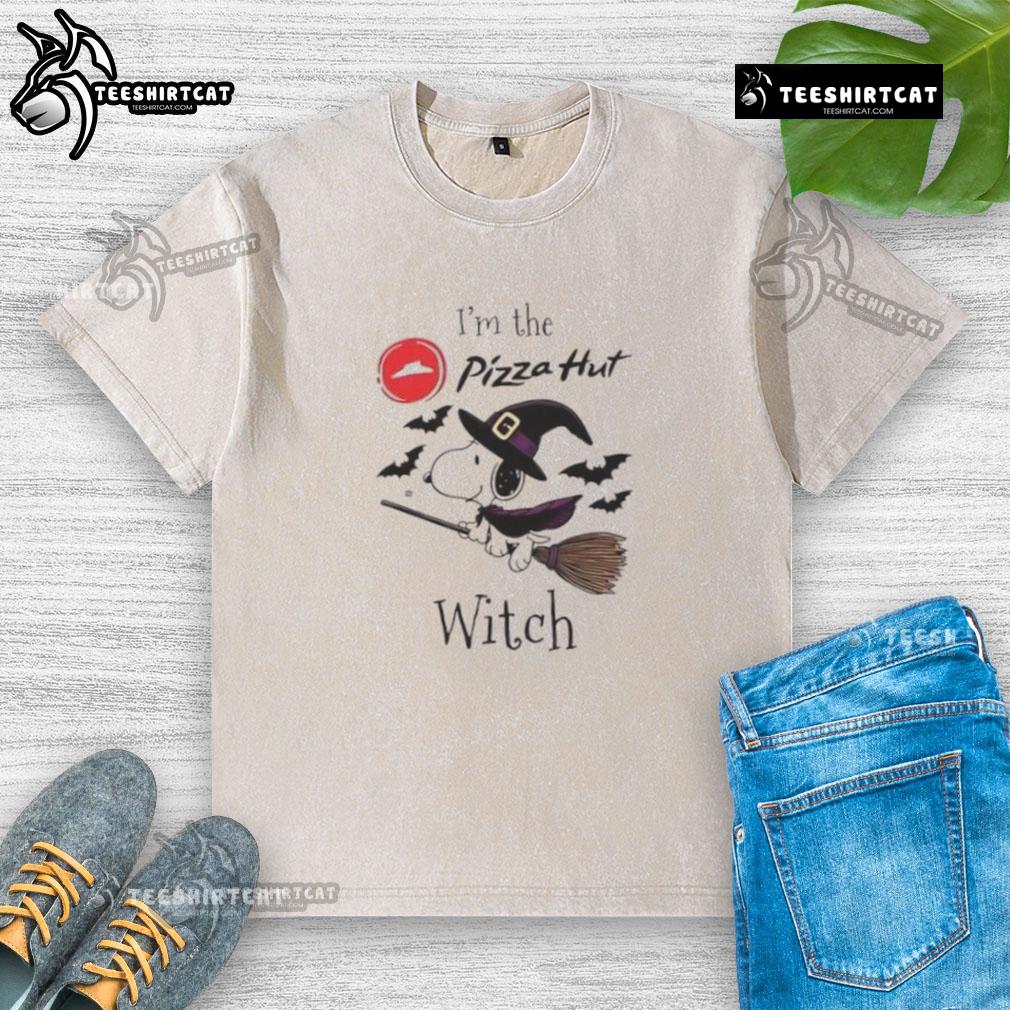 Good Pizza Hut x Snoopy 'I'm the Witch' Halloween washed t-shirt featuring vibrant graphics and a playful design.